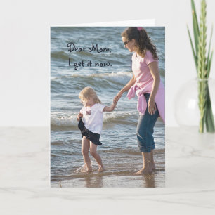 Mother and Child on Beach Holiday Card