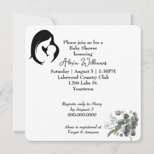 Mother and Child On White Baby Shower Invitation