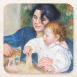 Mother and Child, Renoir Square Paper Coaster