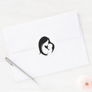 Mother and Child Silhoutte Classic Round Sticker