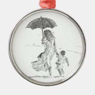 Mother and Child Sri Lanka Metal Tree Decoration