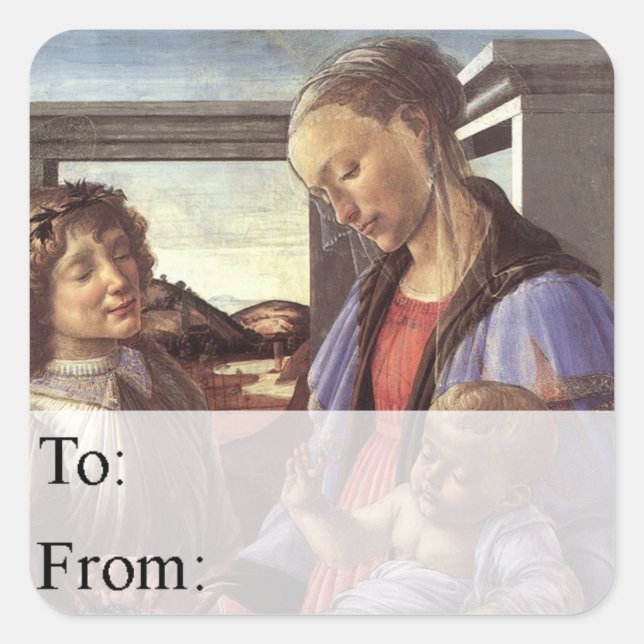 Mother and Child Vintage Christmas Gift Tag (Front)