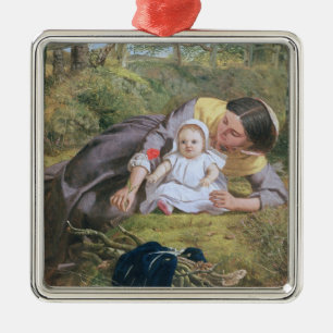 Mother and Child with a poppy Metal Tree Decoration
