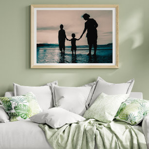 Mother And Children On The Beach Photo Poster