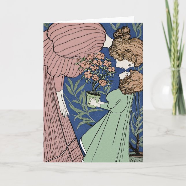 Mother and Daughter - Art Nouveau Holiday Card (Front)
