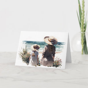 Mother and Daughter at the Seashore Card