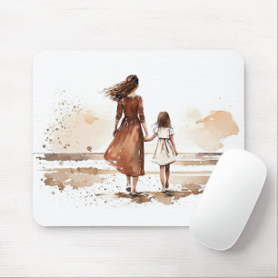 Mother And Daughter Beach Painting Mouse Mat