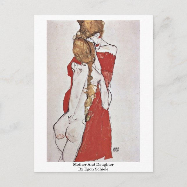 Mother And Daughter By Egon Schiele Postcard (Front)