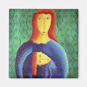 Mother And Daughter Contemporary Art Painting Magnet