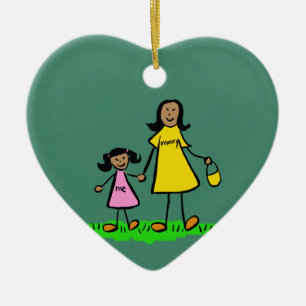 Mother and Daughter Custom Family Art Ornaments