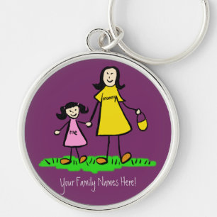 Mother and Daughter Custom Family Name Keychain