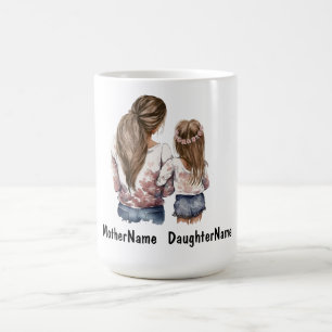 Mother and daughter custom name personalised aquar coffee mug