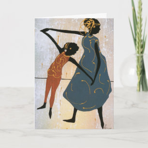 Mother and Daughter dancing birthday Card