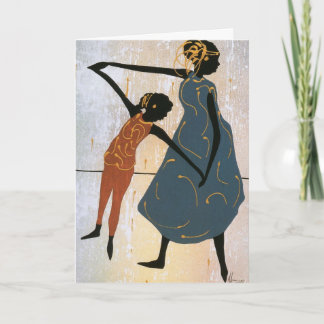 Mother and Daughter dancing birthday Card