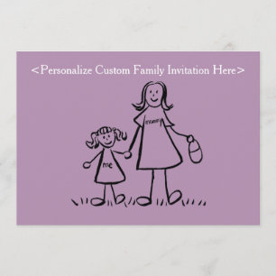 Mother and Daughter Family Art Custom Invitations