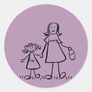 Mother and Daughter Family Characters Art Stickers