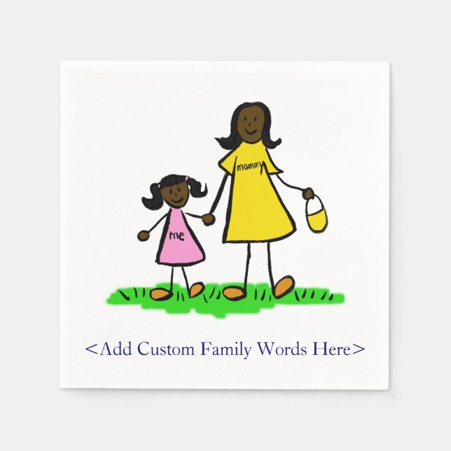 Mother and Daughter Family Custom Art Napkins (Front)
