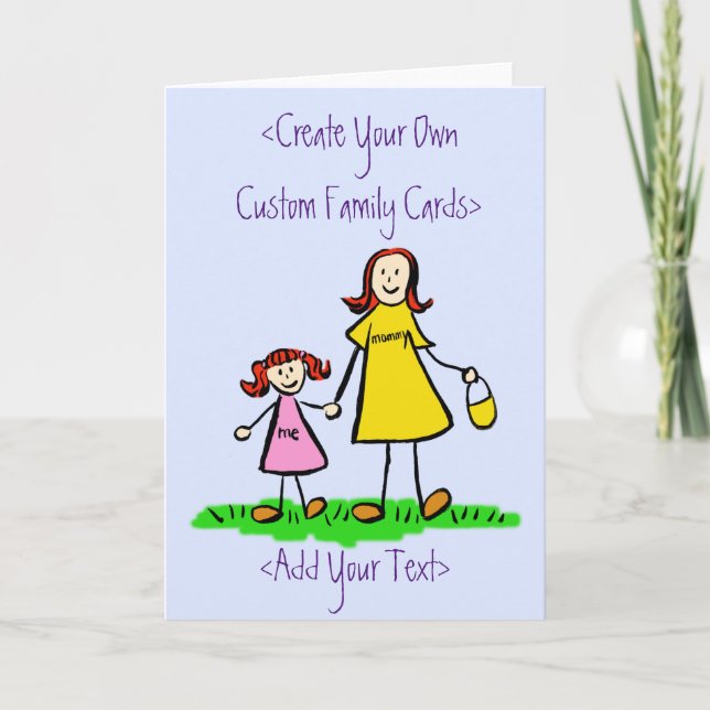 Mother and Daughter Family Custom Greeting Card (Front)