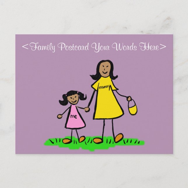 Mother and Daughter Family Customised Art Postcard (Front)
