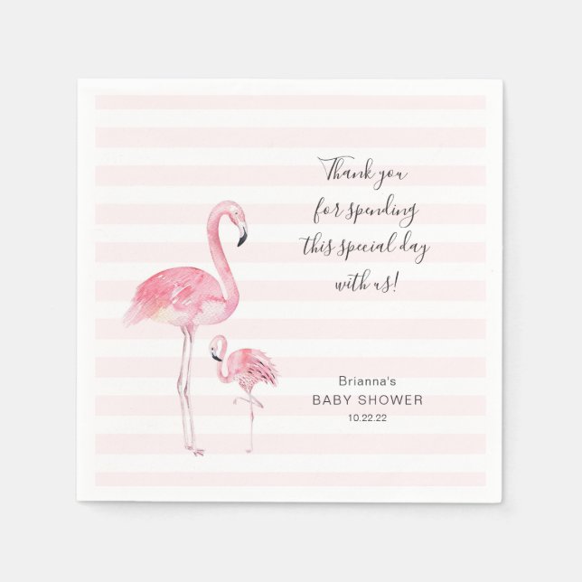 Mother and daughter flamingo baby shower napkin (Front)
