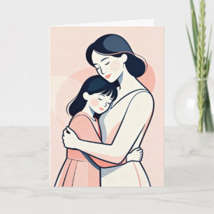 Mother and Daughter Hug Mother's Day Holiday Card