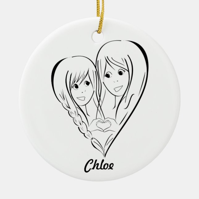 Mother and Daughter Ornament * Heart Hands * (Front)