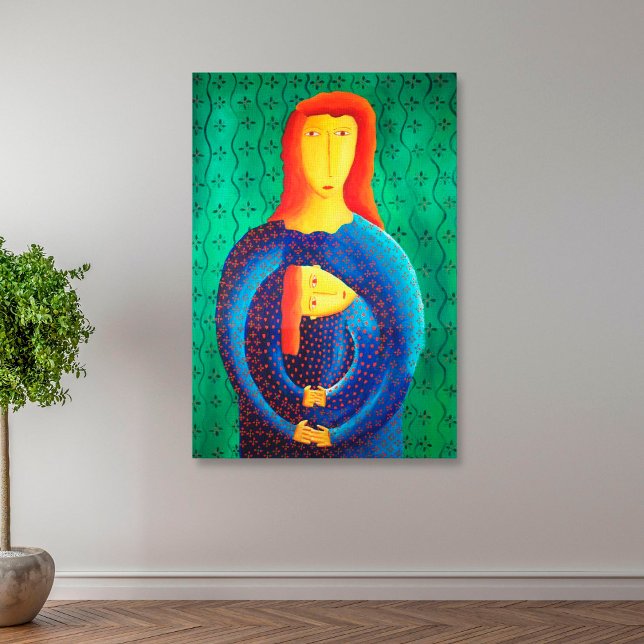 Mother And Daughter Painting Contemporary Art Canvas Print (Creator Uploaded)