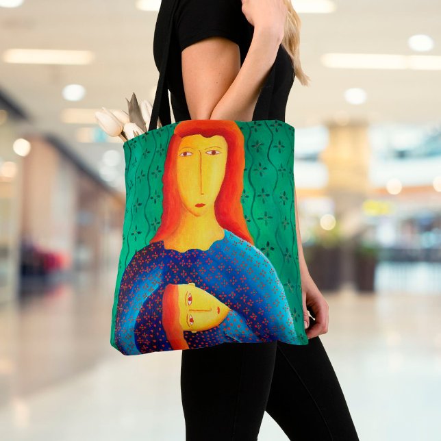 Mother And Daughter Painting Contemporary Art  Tote Bag (Creator Uploaded)