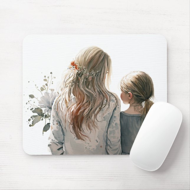 Mother And Daughter Portrait Mouse Mat (With Mouse)