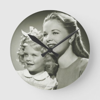 Mother and Daughter Round Clock
