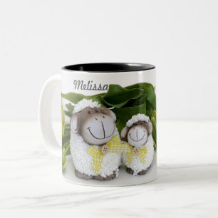 MOTHER AND DAUGHTER SHEEP EASTER Two-Tone COFFEE MUG