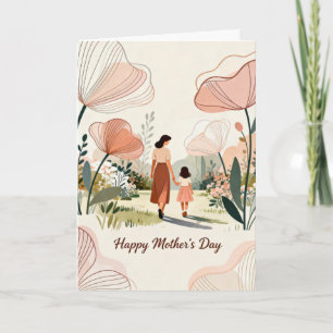 Mother and Daughter Walk Mother's Day Holiday Card