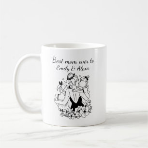 Mother And Daughters Line Art Coffee Mug