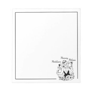 Mother And Daughters Line Art With Names Notepad