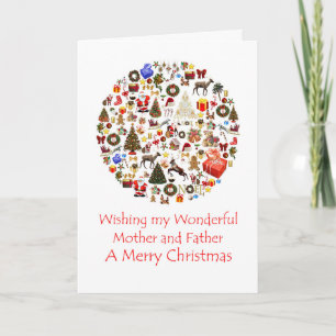 Mother and Father Circle of Christmas Holiday Card