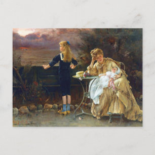 Mother And Her Children by Alfred Stevens Postcard