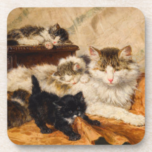 Mother and Her Kittens Coaster