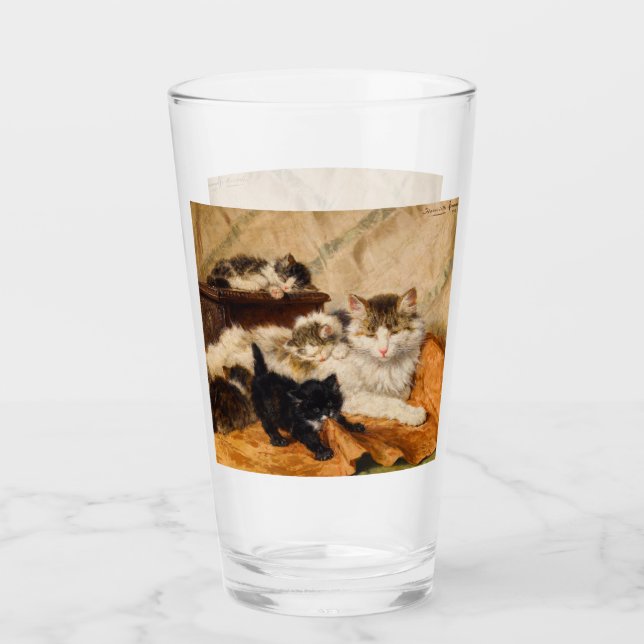 Mother and Her Kittens Glass (Front)