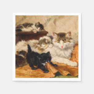 Mother and Her Kittens Napkin