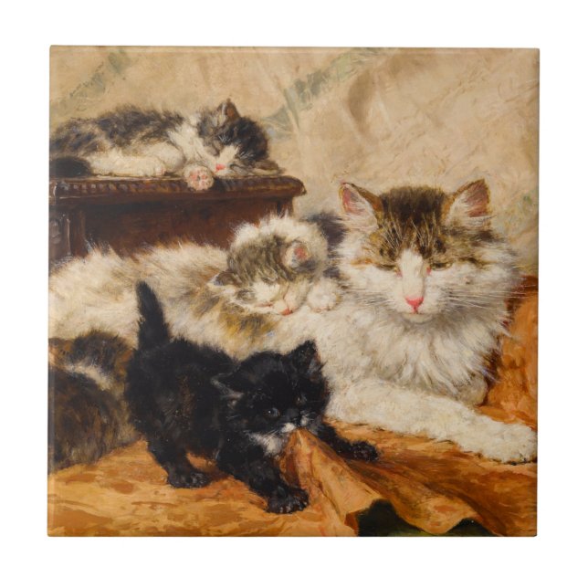 Mother and Her Kittens Tile (Front)