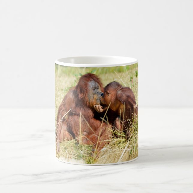 Mother and juvenile orangoutans (Pongo pygmaeus)   Coffee Mug (Center)