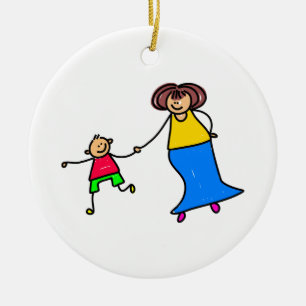 Mother And Son Ceramic Tree Decoration