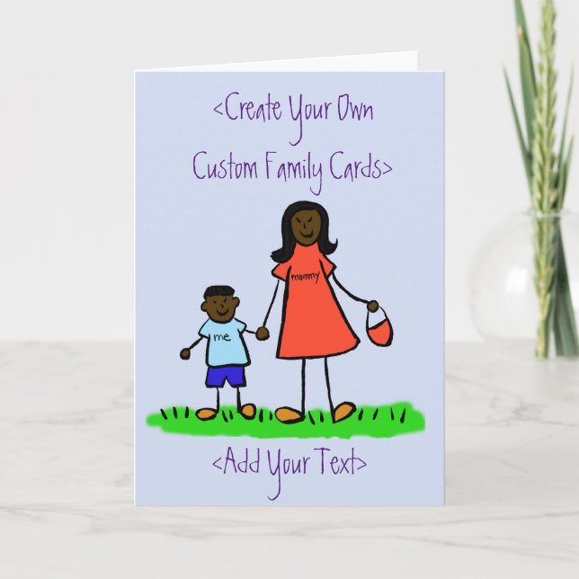 Mother and Son Custom Family Art Greeting Card (Front)