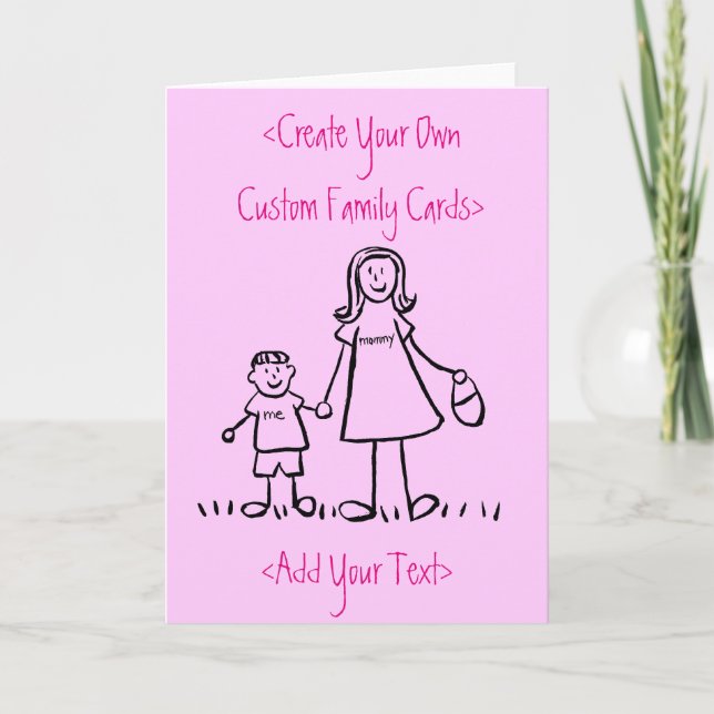 Mother and Son Custom Family Art Greeting Card (Front)