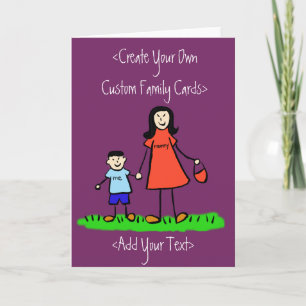 Mother and Son Custom Family Art Greeting Card