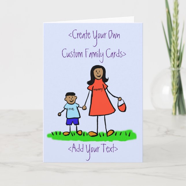 Mother and Son Custom Family Art Greeting Card (Front)