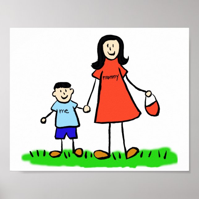 Mother and Son Custom Family Characters Art Poster (Front)