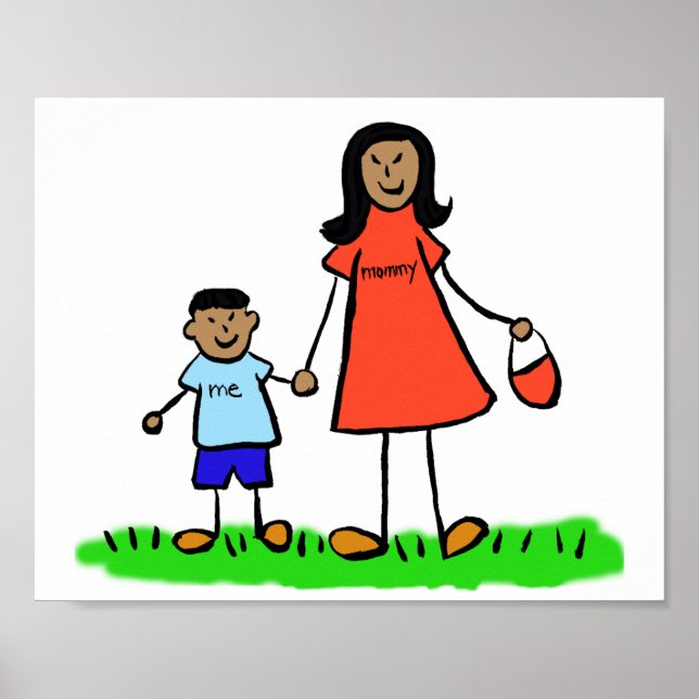 Mother and Son Custom Family Characters Art Poster (Front)