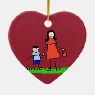 Mother and Son Custom Mummy Family Art Ornaments