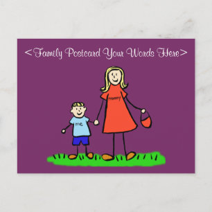 Mother and Son Family Characters Custom Postcards